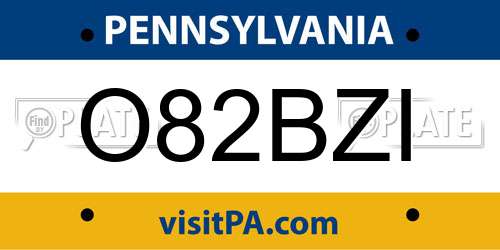 O82BZI Pennsylvania License Plate