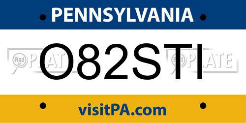 O82STI Pennsylvania License Plate