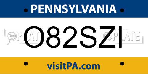 O82SZI Pennsylvania License Plate