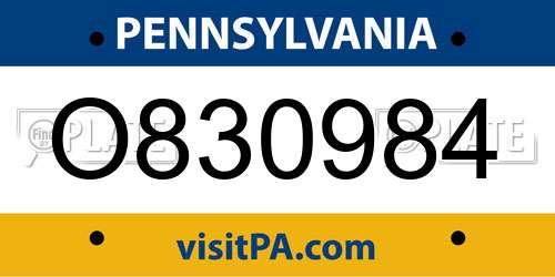 O830984 Pennsylvania License Plate