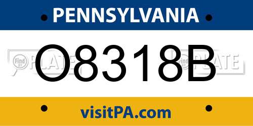 O8318B Pennsylvania License Plate