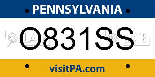 O831SS Pennsylvania License Plate