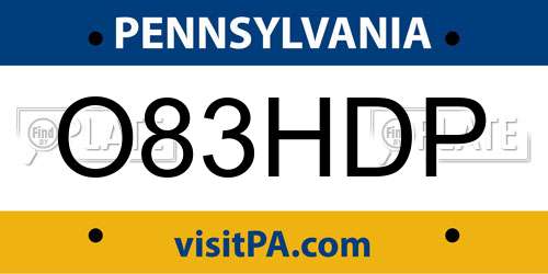 O83HDP Pennsylvania License Plate