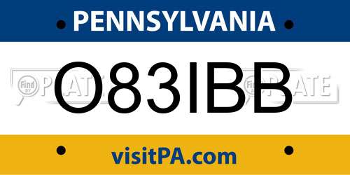 O83IBB Pennsylvania License Plate