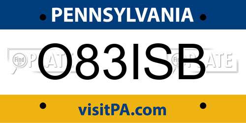 O83ISB Pennsylvania License Plate