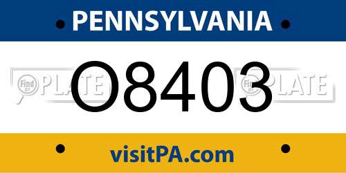 O8403 Pennsylvania License Plate