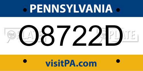O8722D Pennsylvania License Plate