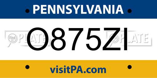 O875ZI Pennsylvania License Plate