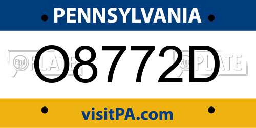O8772D Pennsylvania License Plate