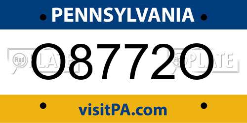 O8772O Pennsylvania License Plate