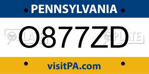 O877ZD Pennsylvania License Plate