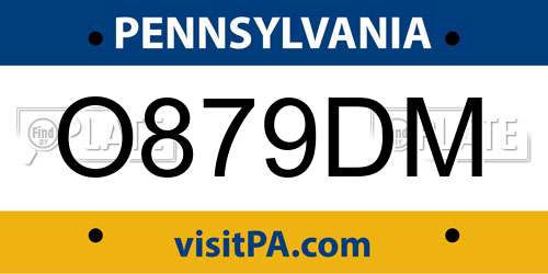 O879DM Pennsylvania License Plate