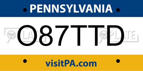 O87TTD Pennsylvania License Plate