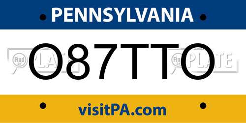 O87TTO Pennsylvania License Plate