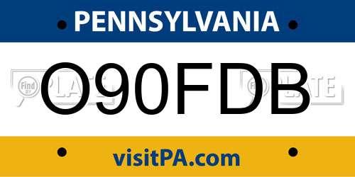 O90FDB Pennsylvania License Plate