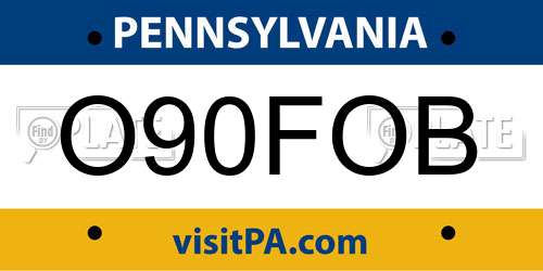 O90FOB Pennsylvania License Plate