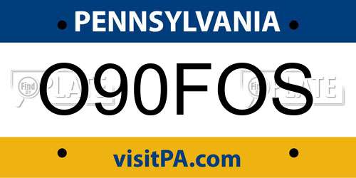 O90FOS Pennsylvania License Plate