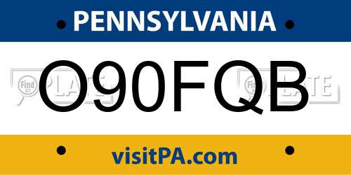 O90FQB Pennsylvania License Plate