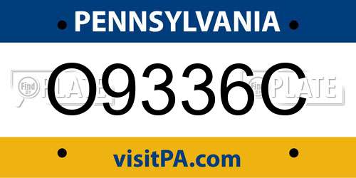 O9336C Pennsylvania License Plate