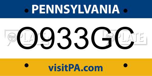 O933GC Pennsylvania License Plate