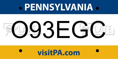 O93EGC Pennsylvania License Plate