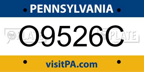 O9526C Pennsylvania License Plate