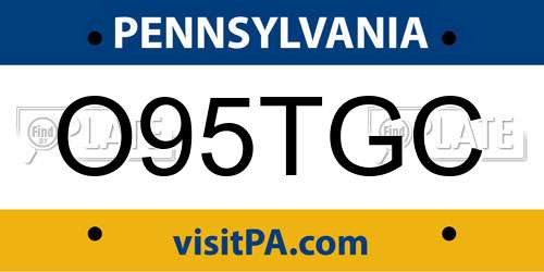 O95TGC Pennsylvania License Plate