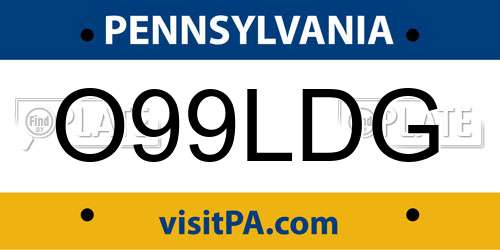 O99LDG Pennsylvania License Plate