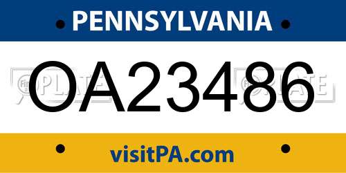 OA23486 Pennsylvania License Plate