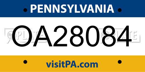 OA28084 Pennsylvania License Plate