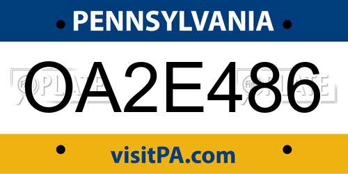 OA2E486 Pennsylvania License Plate