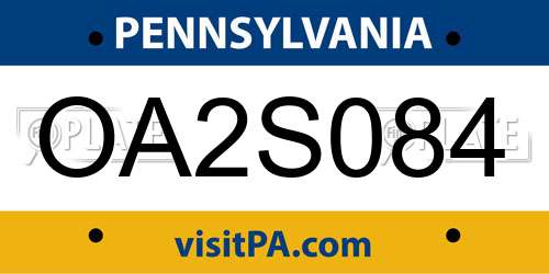 OA2S084 Pennsylvania License Plate