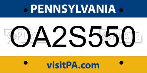 OA2S550 Pennsylvania License Plate