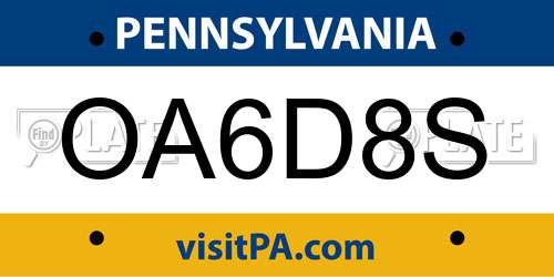 OA6D8S Pennsylvania License Plate