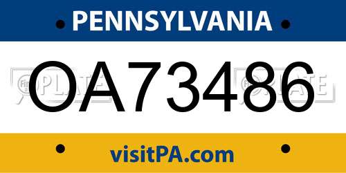 OA73486 Pennsylvania License Plate
