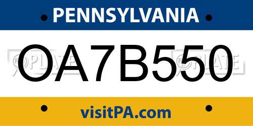 OA7B550 Pennsylvania License Plate