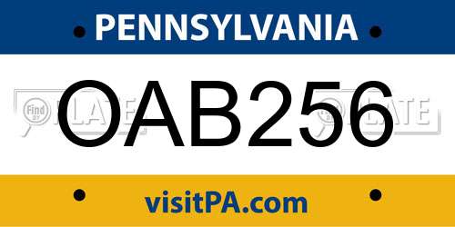 OAB256 Pennsylvania License Plate