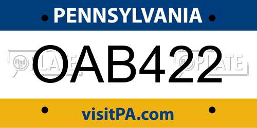 OAB422 Pennsylvania License Plate