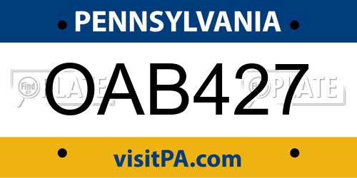 OAB427 Pennsylvania License Plate