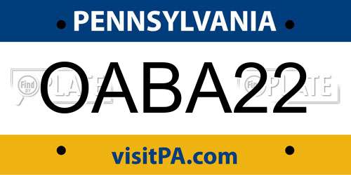 OABA22 Pennsylvania License Plate
