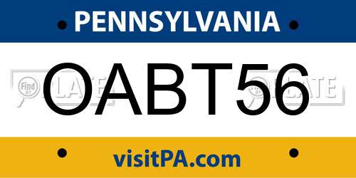OABT56 Pennsylvania License Plate