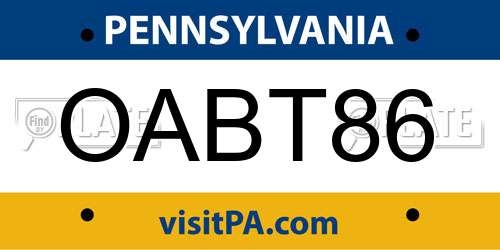 OABT86 Pennsylvania License Plate