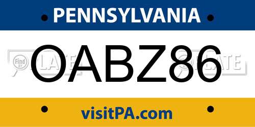 OABZ86 Pennsylvania License Plate