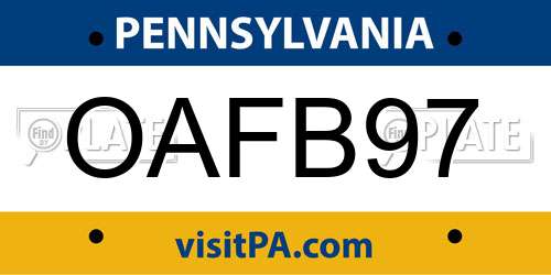 OAFB97 Pennsylvania License Plate