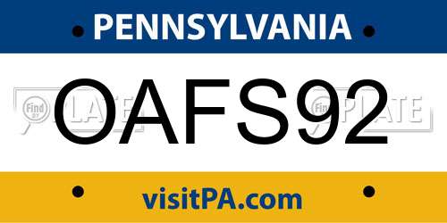OAFS92 Pennsylvania License Plate