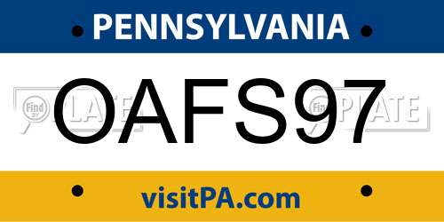 OAFS97 Pennsylvania License Plate