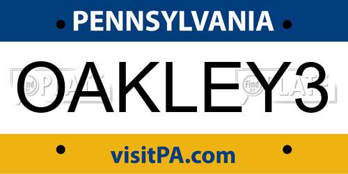 OAKLEY3 Pennsylvania License Plate