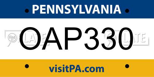 OAP330 Pennsylvania License Plate