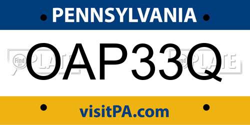 OAP33Q Pennsylvania License Plate