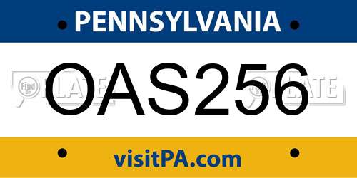 OAS256 Pennsylvania License Plate
